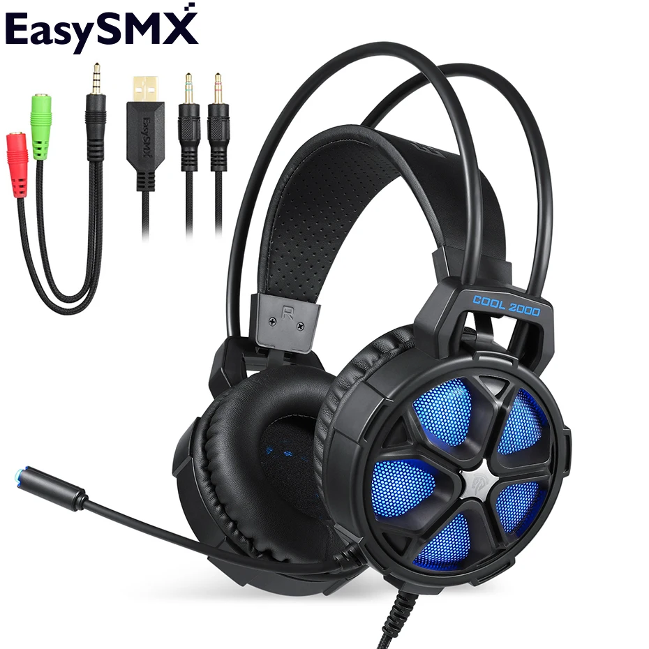 Easysmx игровая гарнитура наушники супер бас за ухо Шум изоляции дыхание светодио