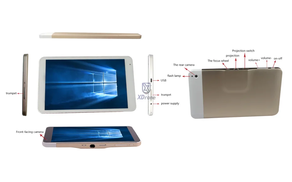 2017 Китай Портативный Smart Android 5 1 проектор Tablet PC DLP 50 люмен 4 ядра RK3288 8 &quotЭкран 1280x1920