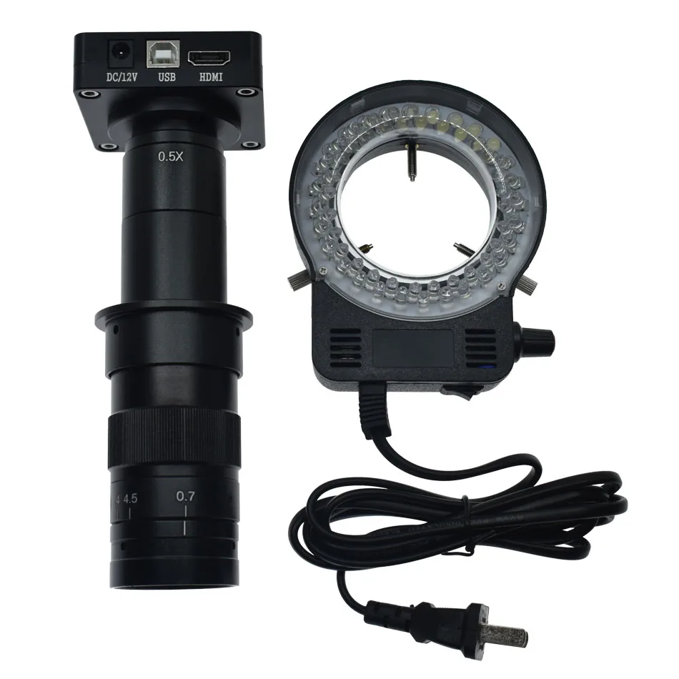10X-180X Lens LED 36MP 1080P 2K 60FPS HDMI USB промышленный видео микроскоп камера+ 180X 300X 360X 600X Регулируемый зум C-mount объектив - Цвет: 10X-180X Lens LED