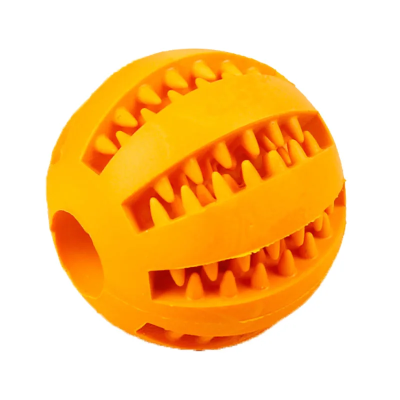 Ball orange Игрушка для собак интерактивные резиновые шарики для домашних животных собака кошка жевательные игрушки для щенков мяч зубы жевательные игрушки чистка зубов Шарики Пищевой светильник синий - Цвет: Ball orange