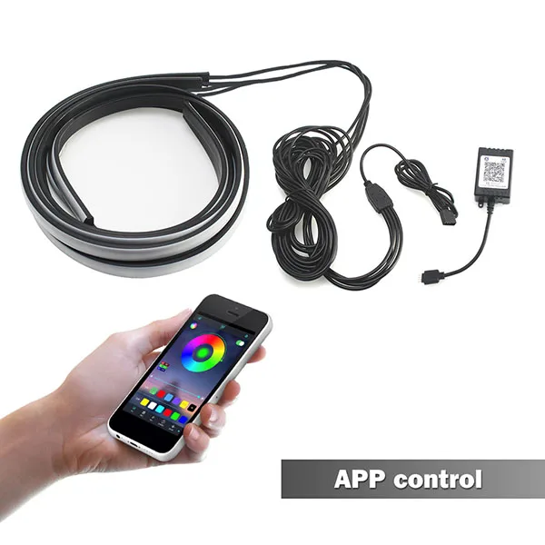 APP control 4 шт. RGB светодиодный водонепроницаемый под автомобильным подсвечиванием система внутреннего освещения для телефона ПРИЛОЖЕНИЕ Bluetooth 90X120 см гибкая светодиодная лента - Испускаемый цвет: APP control