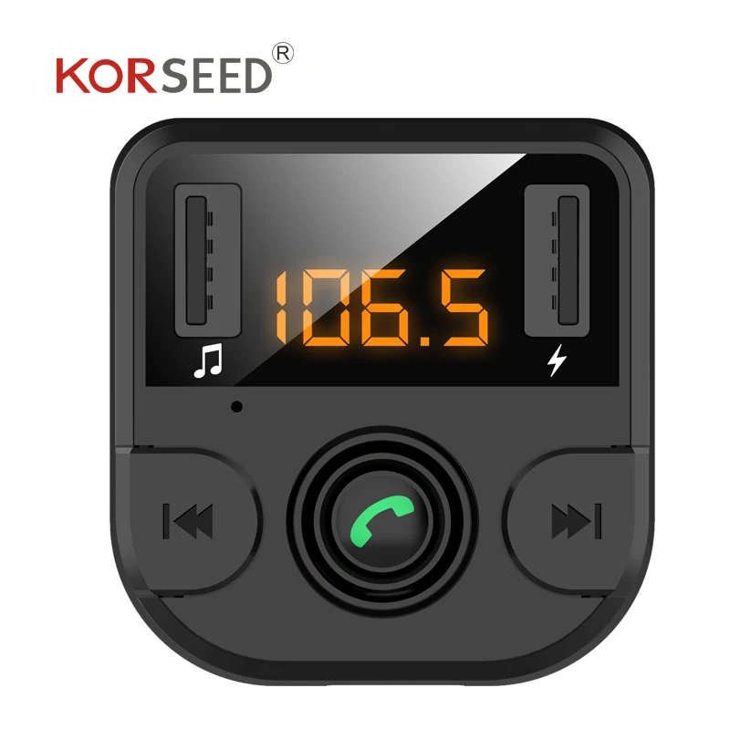 KORSEED Dual USB Автомобильное зарядное устройство с fm-передатчиком Bluetooth hands-free FM модулятор автомобильное зарядное устройство для телефона для iPhone