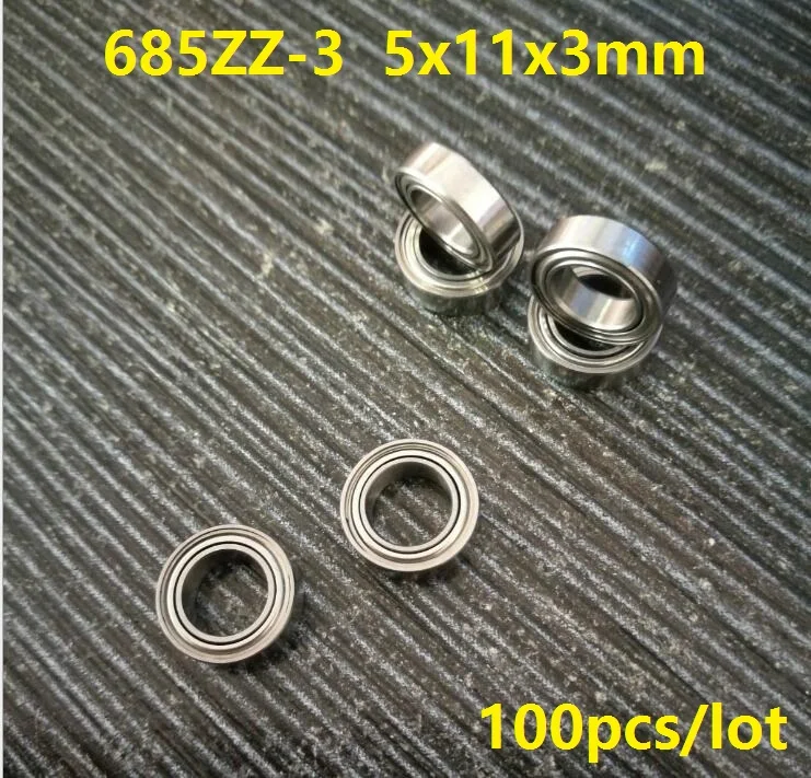 100 unids/lote 685ZZ-3 tamaño no estándar 5x11x3mm rodamientos de bolas de ranura profunda Mini rodamiento en miniatura 5x11x3 685ZZ