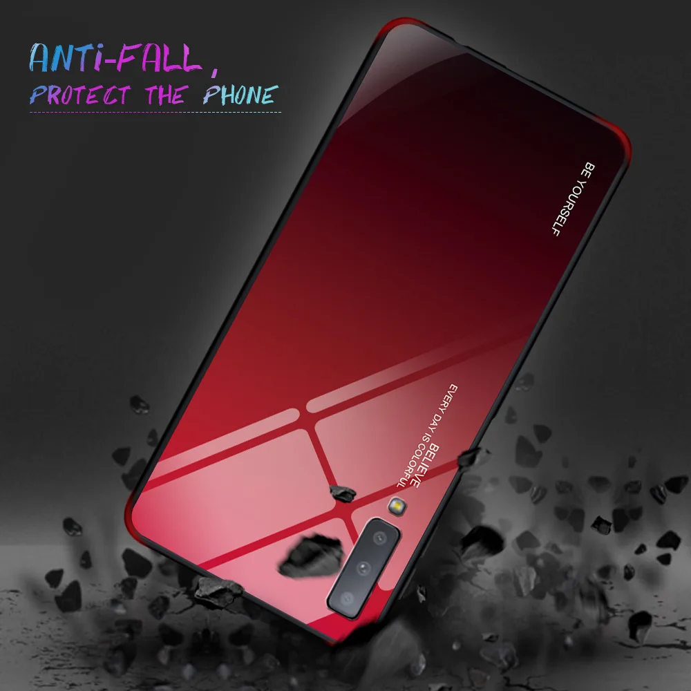 Чехол для телефона из закаленного стекла с градиентом Samsung Galaxy A10 A20E A30 A40 A50 A60 A70 A5 A7