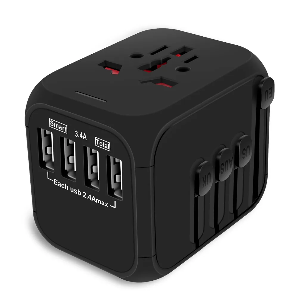 MAXAH Plug Универсальный адаптер для путешествий с 4 usb-портами Универсальный адаптер для путешествий с 2.4A USB зарядными портами для ЕС, США, Великобритании, Австралии