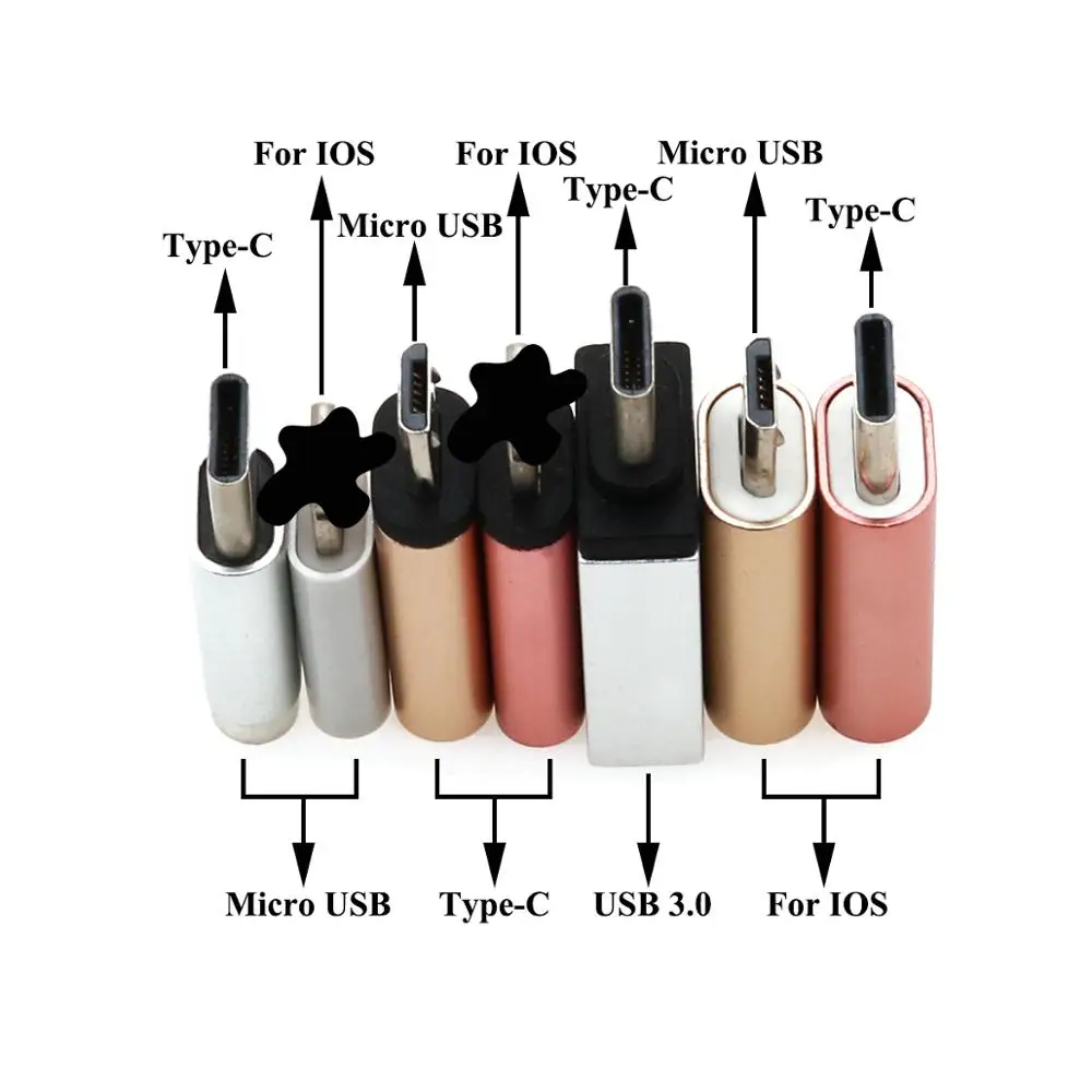 Адаптер YuXi 2 шт./лот Type C штекер на Micro USB/для iphone /USB 3 0 гнездо USB OTG адаптер Поддержка