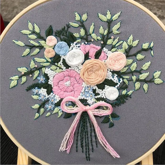 

20X20cm The meaning of love European embroidery kit simple three-dimensional embroidery Ribbon kit embroidery needlework