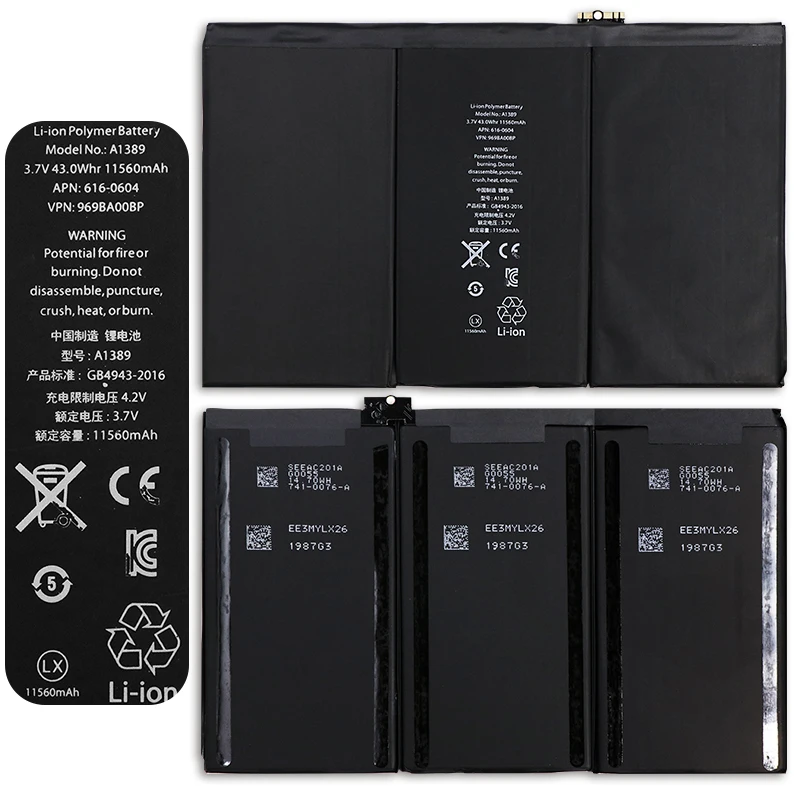 JRZ 11560 мА/ч, для iPad 3/4 rd A1403 A1416 A1430 A1433 A1459 A1460 A1389 аккумуляторная батарея для iPad 3/4 rd Замена батареи для портативных компьютеров