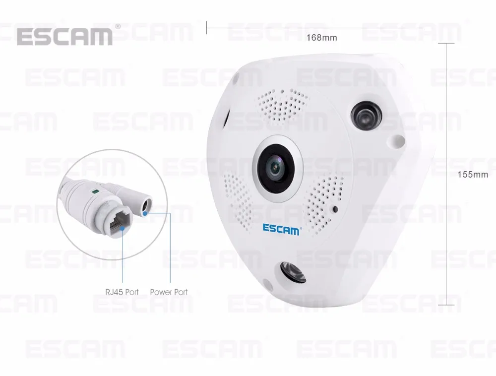 ESCAM Shark QP180 HD 960P 1.3MP 360 градусов панорамная рыбий глаз PTZ инфракрасная камера VR камера поддержка VR коробка и micro SD карта
