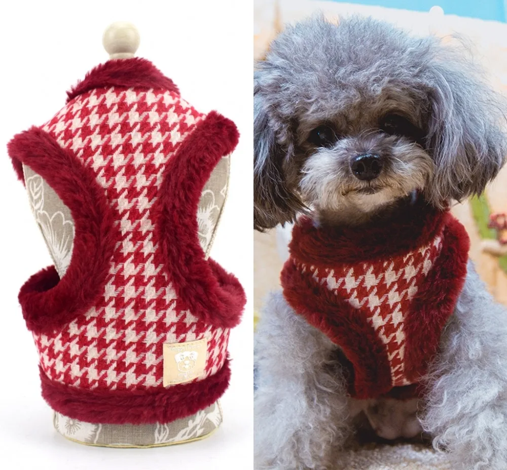 

Winter Warm Dog Cat Harness Set Dog Leash Thick Faux Fur Soft Dog Harness Vest Teddy Poodle Small Dog arnes perro S M L