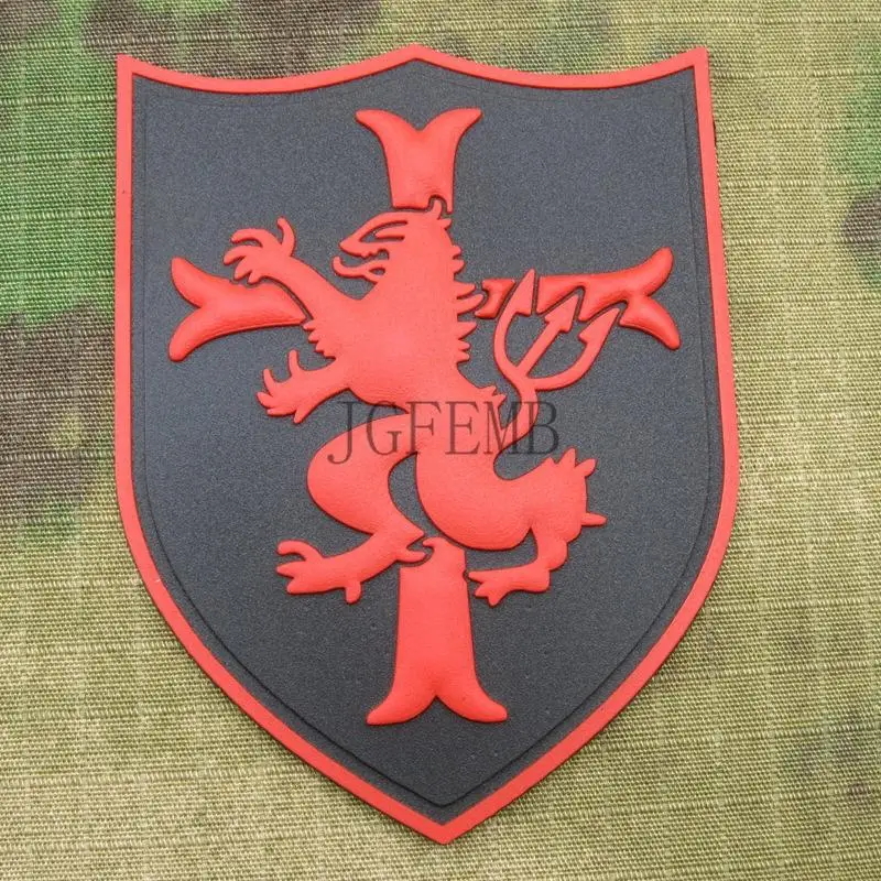 Красный DEVGRU военные тактические 3D нашивки из ПВХ с золотым львом команды котиков