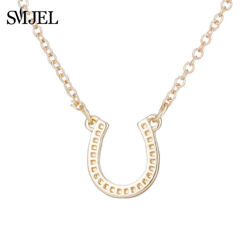 Gold Necklace SMJEL ожерелье с подвеской в виде лошади для женщин и мужчин, ювелирное изделие, ожерелье в виде копыта с милой лошадкой, ожерелье с копытом, колье - Окраска металла: Gold Necklace