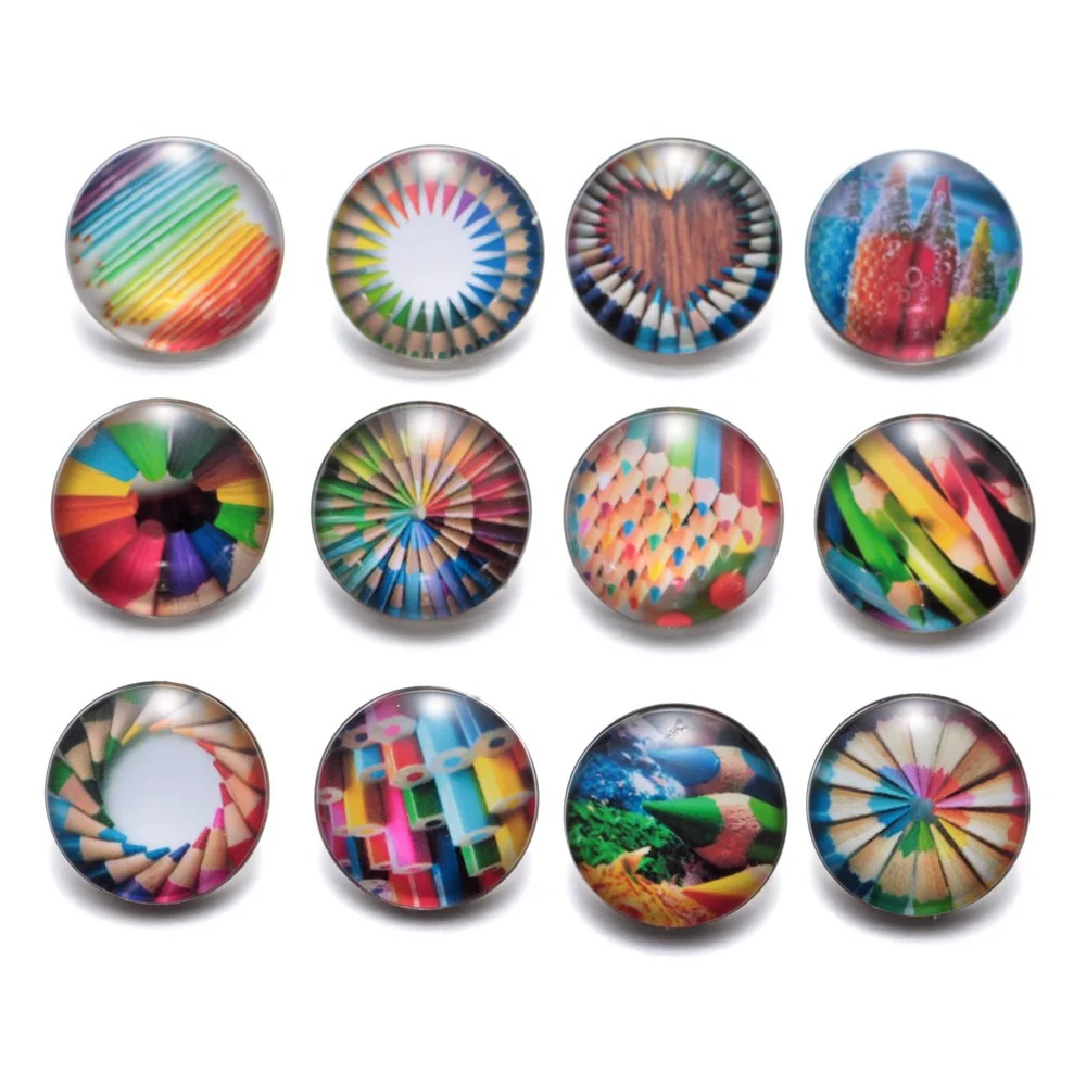 12 шт./лот креативные красочные подвески с узором в виде карандаша 18 мм Стеклянная