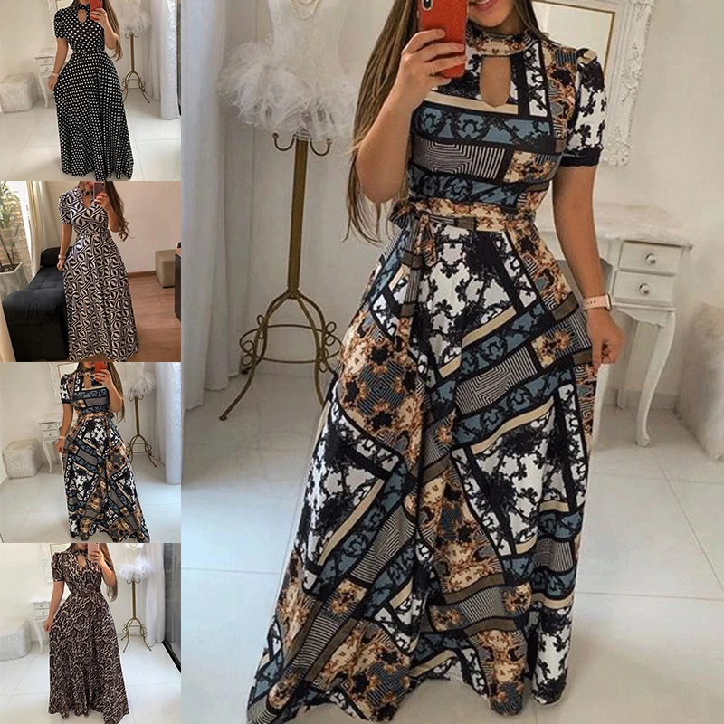 Женское элегантное платье сексуальное модное богемное Платье с принтом большие