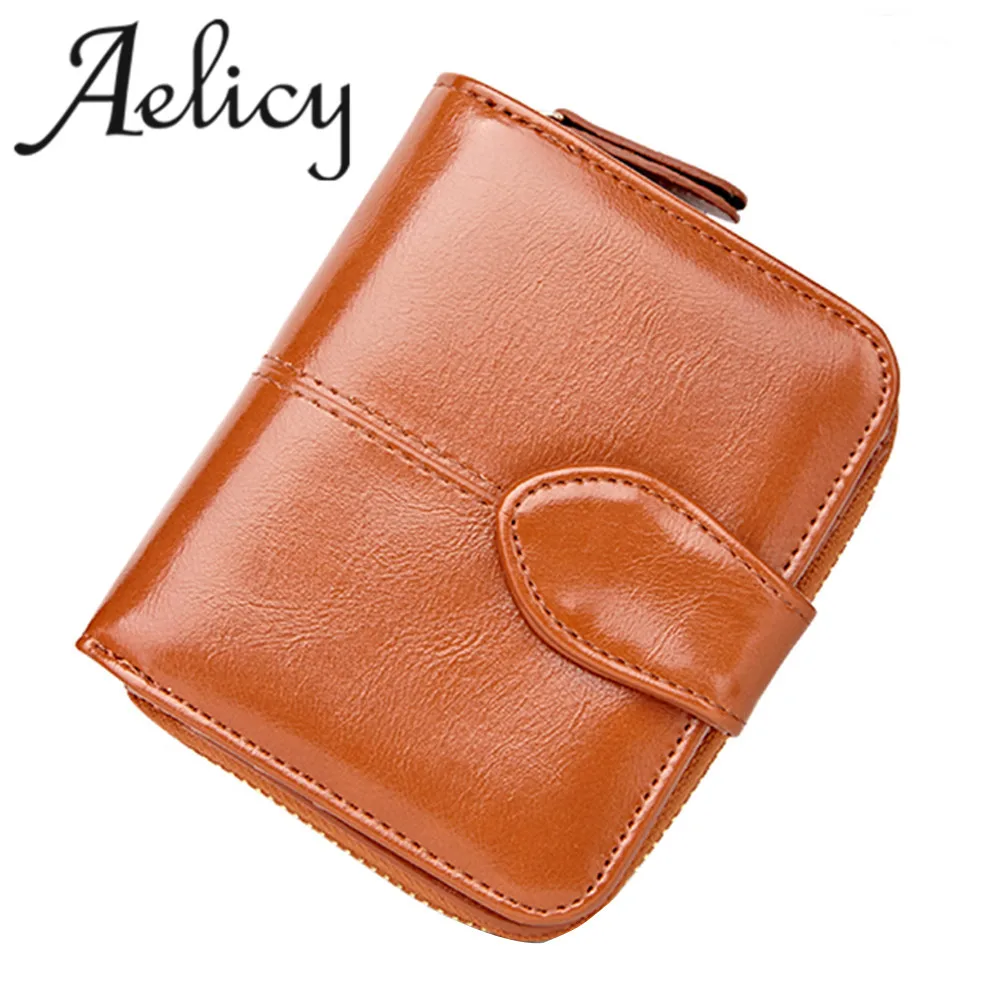 Женский кошелек с пряжкой Aelicy из вощеной кожи однотонный Portefeuille Femme Carteira Feminina