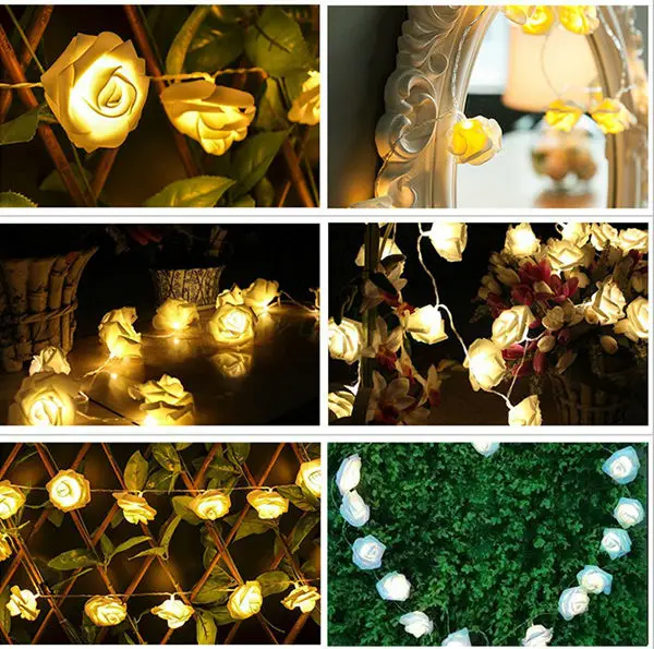 Новинка гирлянда с розовым цветком 20 светодиодов на батарейках 2 м модная