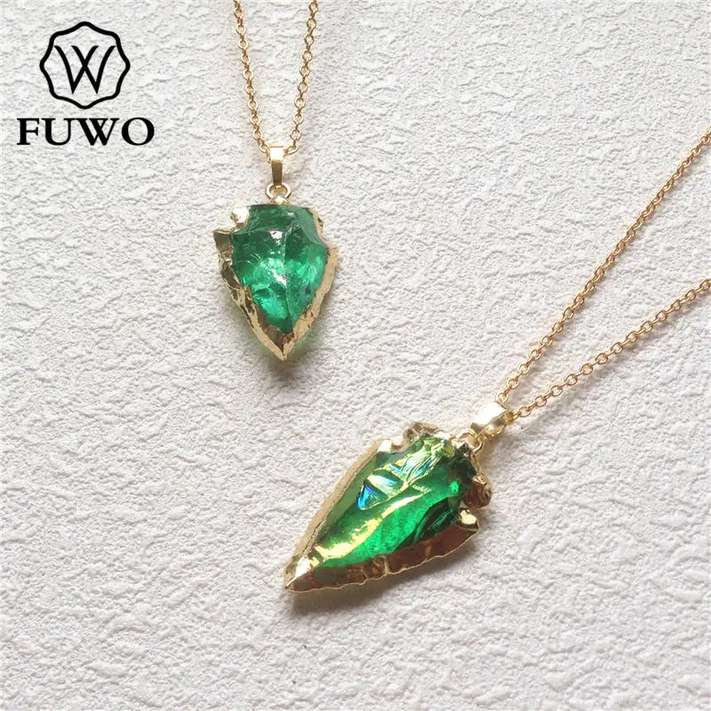 Ожерелье FUWO с резным кварцевым кристаллом Aura наконечник стрелы ожерелье из