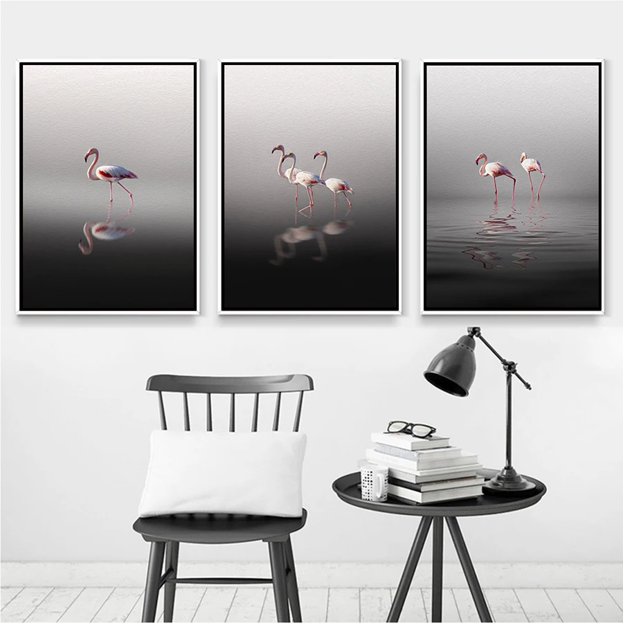 ASAPFOR розовый плакат Фламинго стены книги по искусству холст картины для девочек