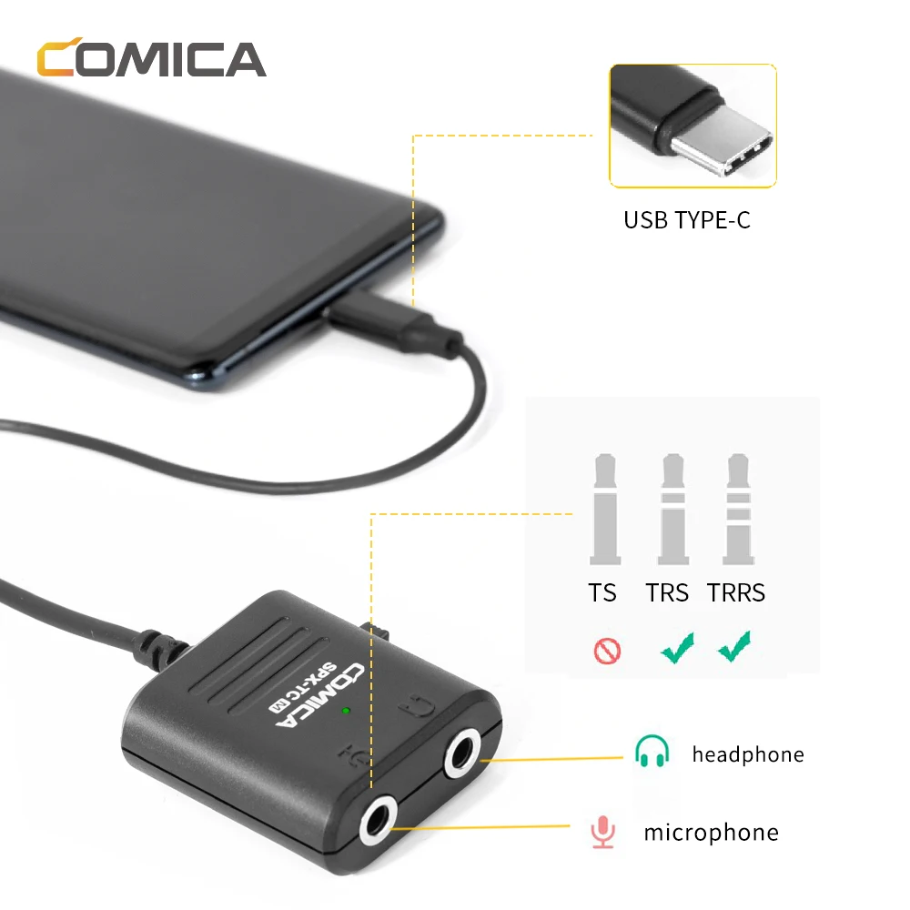 Comica SPX TC Многофункциональный 3 5 мм TRS & TRRS к USB TYPE C адаптер аудиокабеля для