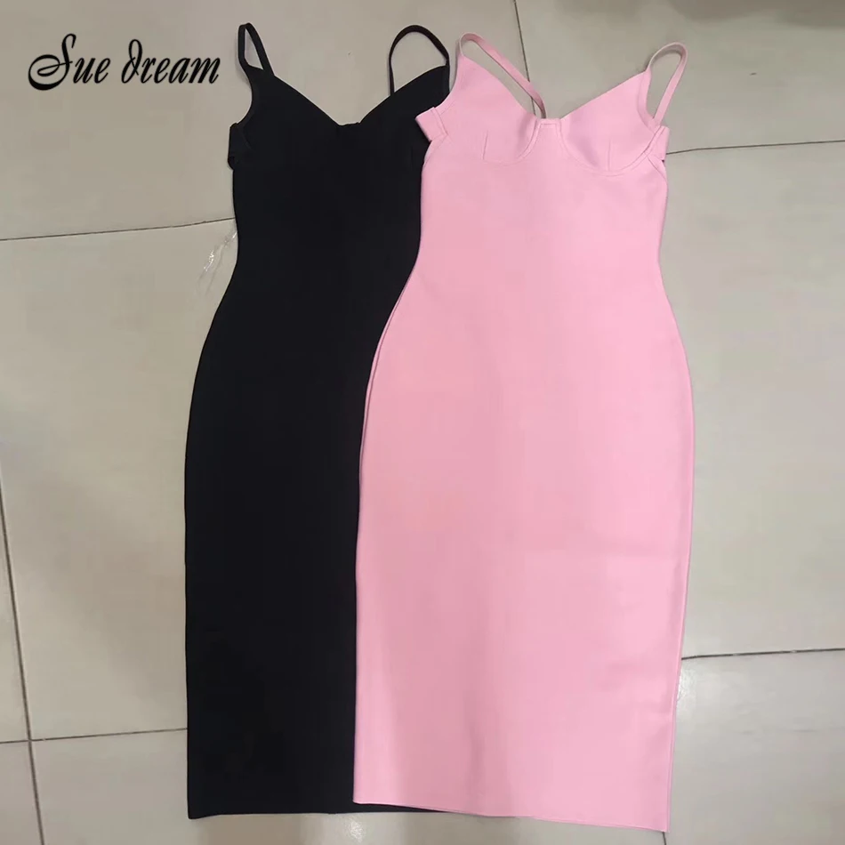Модное женское Бандажное платье 2019 Новое сексуальное летнее розовое черное с