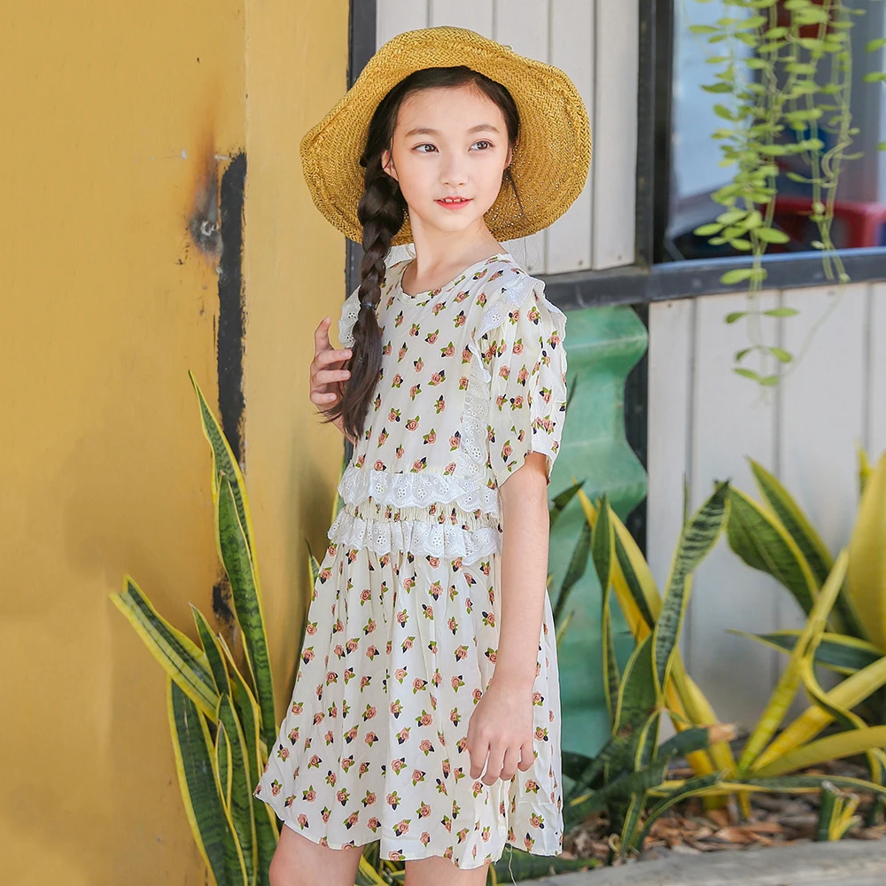 B-S169 новые летние модные девушки Повседневное платья дети принцесса кружева