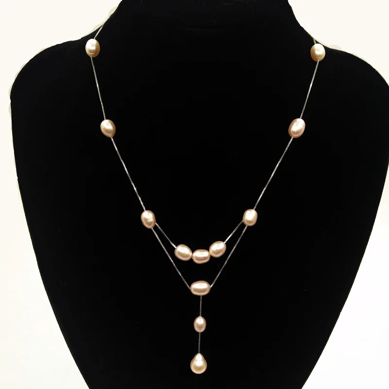 Женское ожерелье из серебра 925 пробы с натуральным жемчугом|designer jewelry|fashion jewelryjewelry