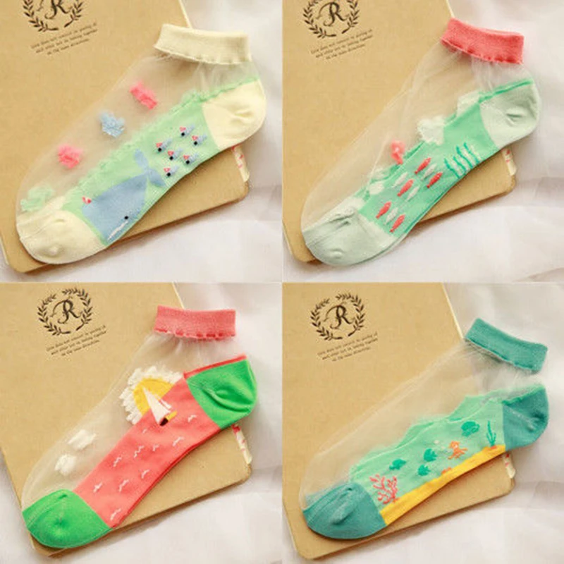 Модные женские короткие носки летние до щиколотки костюм из смеси хлопка