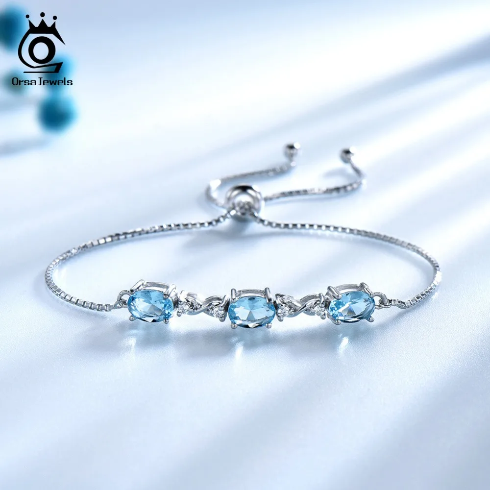 ORSA JEWELS Настоящее серебро 925 пробы женские браслеты и браслеты из натурального камня роскошные женские свадебные ювелирные изделия VSB01
