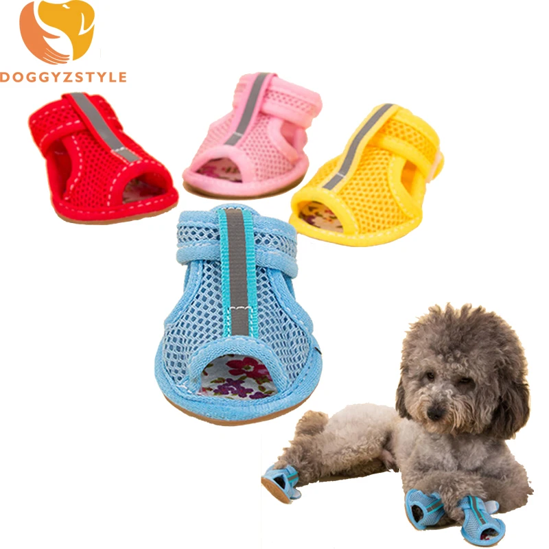 Летняя обувь для собак 4 шт./лот сетчатые дышащие кроссовки оксфордская подошва