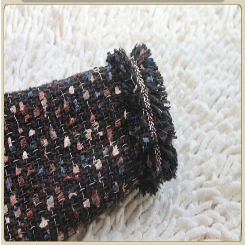 Осенне-зимнее шерстяное высококачественное твидовое пальто с кисточками в стиле