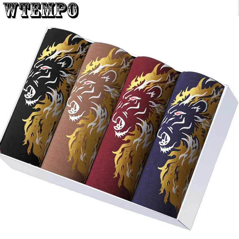 4 шт./лот модные брендовые боксеры удобные мужские шорты с принтом льва мужское