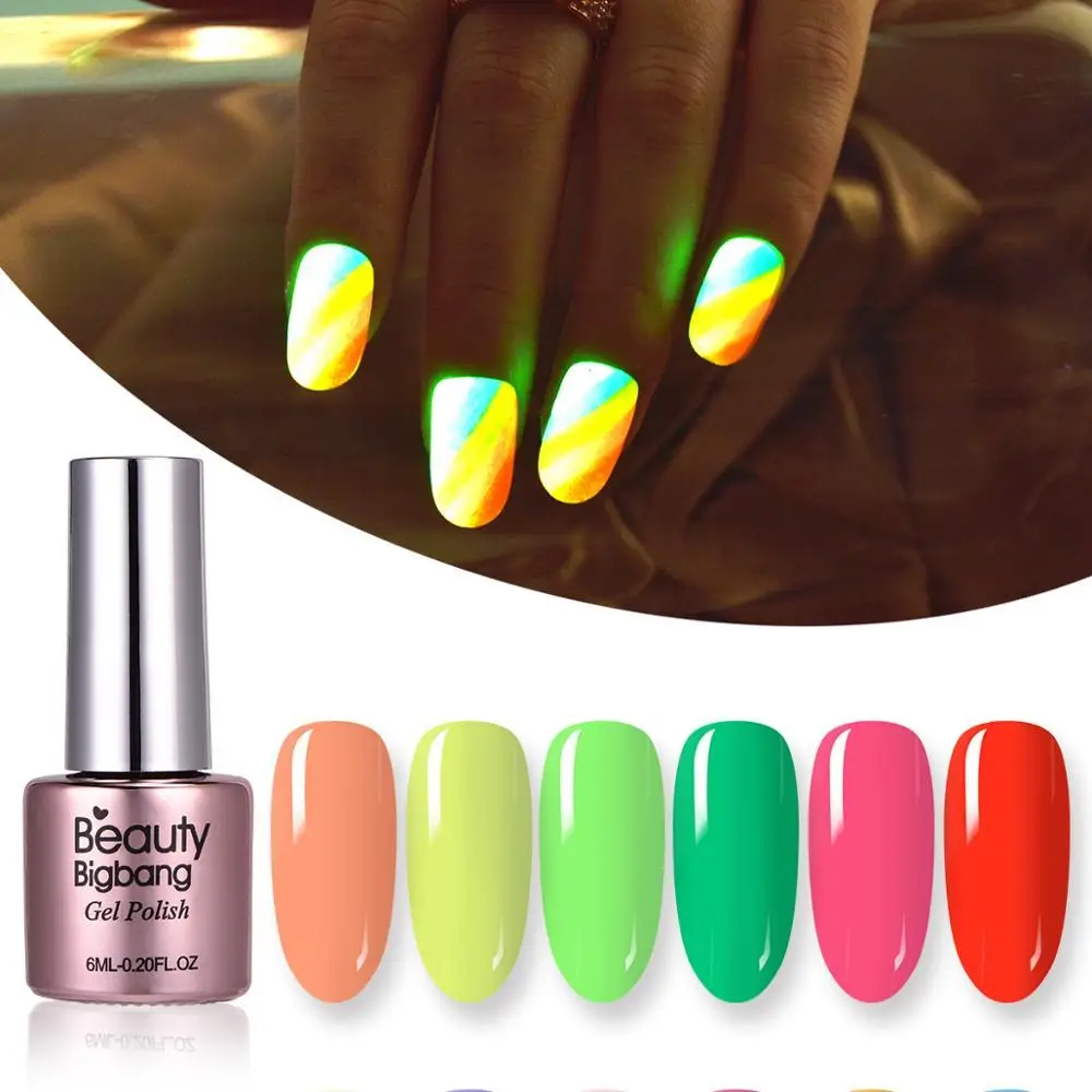 Beautybigbang светятся в темноте 12 Цветов ногтей неоновый гель лак для Гель