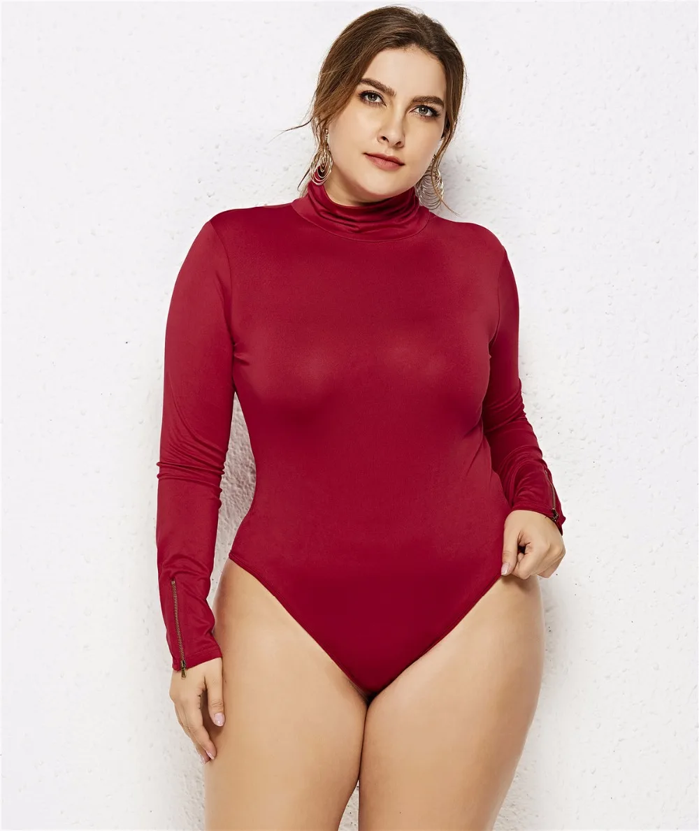 5XL6XL Комбинезоны для женщин с длинным рукавом водолазка тонкий женский
