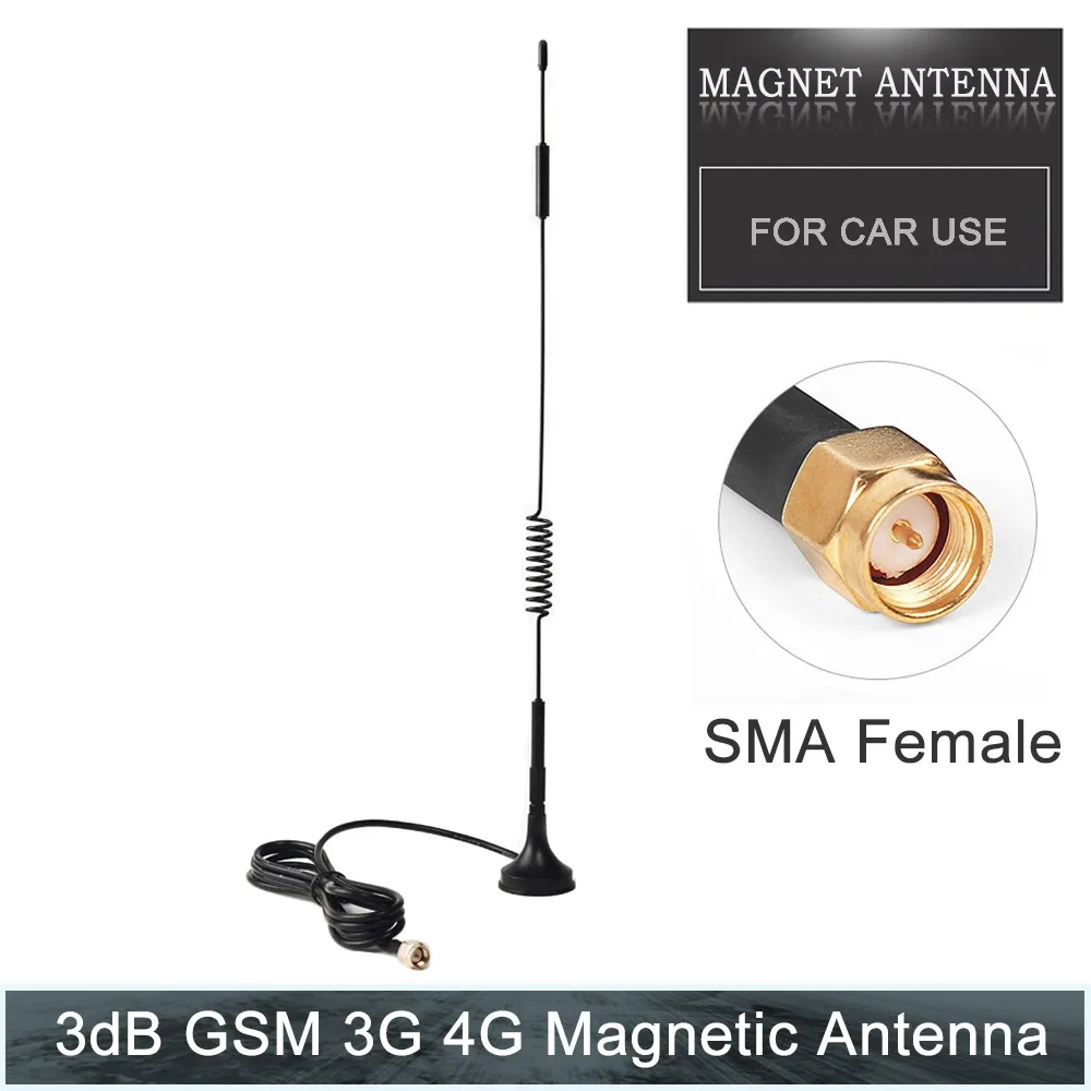SMA Female 1.5m cabl Магнитная антенна для использования в автомобиле 4G Lte Антенна для усилителя сигнала 3dBi 3g антенна GSM наружный магнит антенна и SMA женский 1,5/3 м кабель - Цвет: SMA Female 1.5m cabl