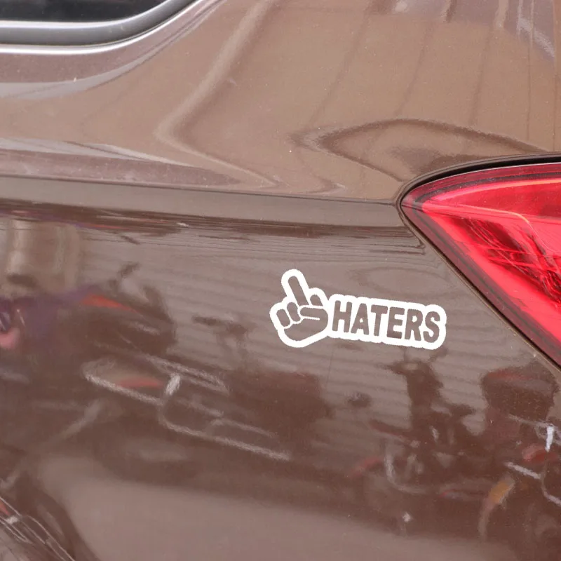YJZT 13 3 см * 5 8 HATERS (хейтеры) средний палец Смешные автомобильные Стикеры виниловые