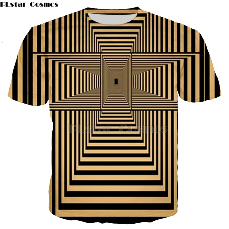 

2019 Newest Summer Style Fashion Print Short sleeved Tees Men Black yellow Vertigo Hypnotic colorful Printing 3D Tshirt