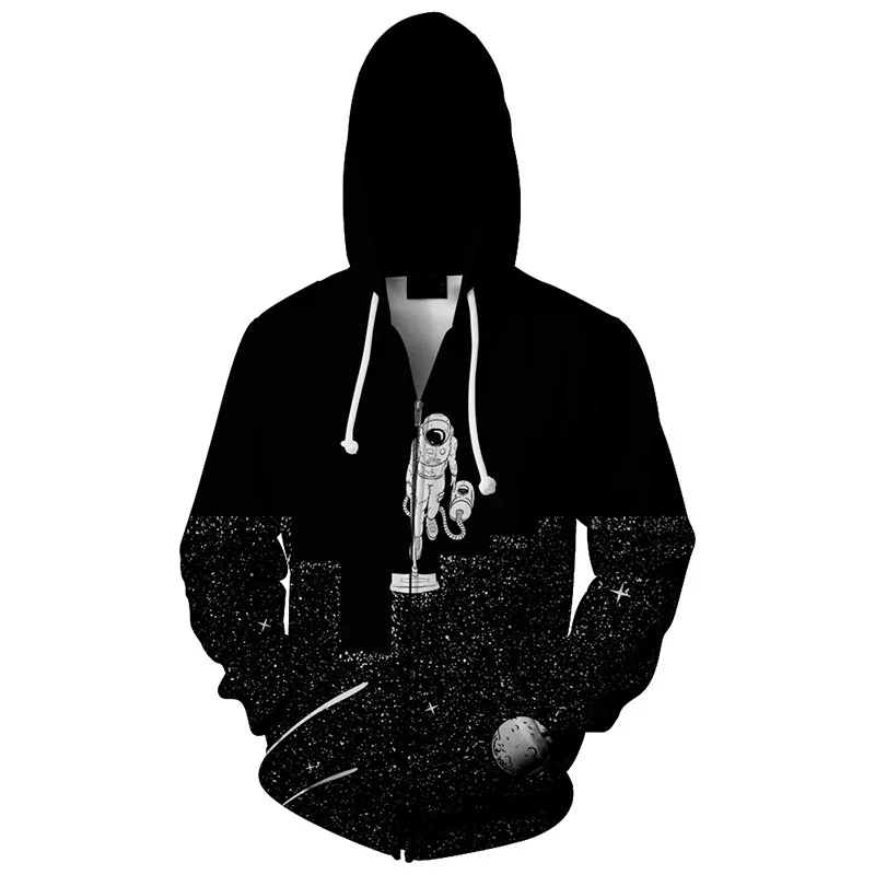 Cloudstyle мужские 3D толстовки на молнии с космическим пылесосом Робот принт уличная