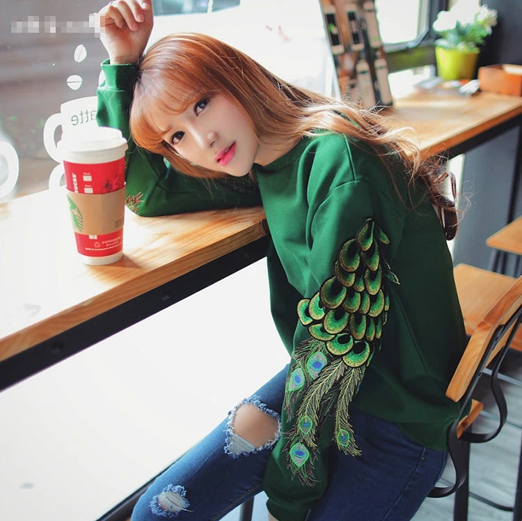 1 пара модных вышитых павлиньих крыльев футболок свитеров одежды Аксессуары