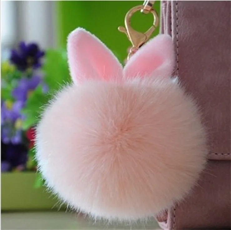 Новый мини плюшевый брелок Kawaii с помпоном из кроличьего меха милый модный