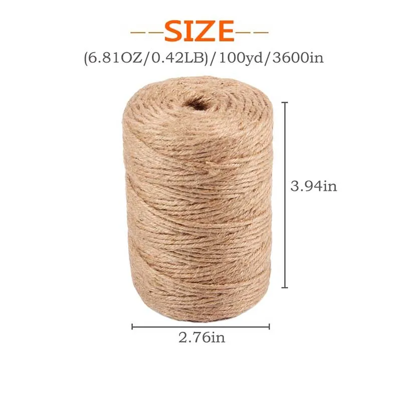 

3mm 100 yard Natural Jute Twine Burlap String Florists Woven Ropes Hemp Rope Wrapping Cords Thread DIY Scrapbooking Craft Decor