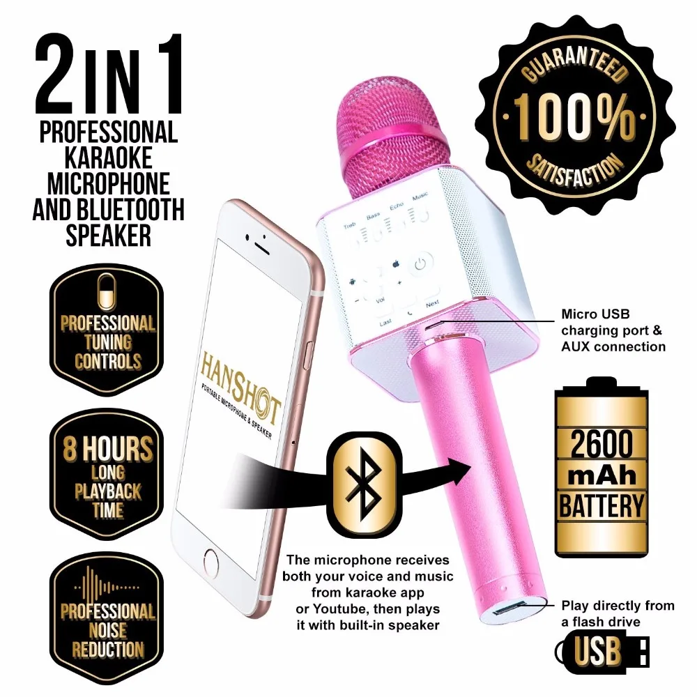 2018 Топ беспроводной микрофон для караоке портативный ручной Bluetooth вечерние KTV