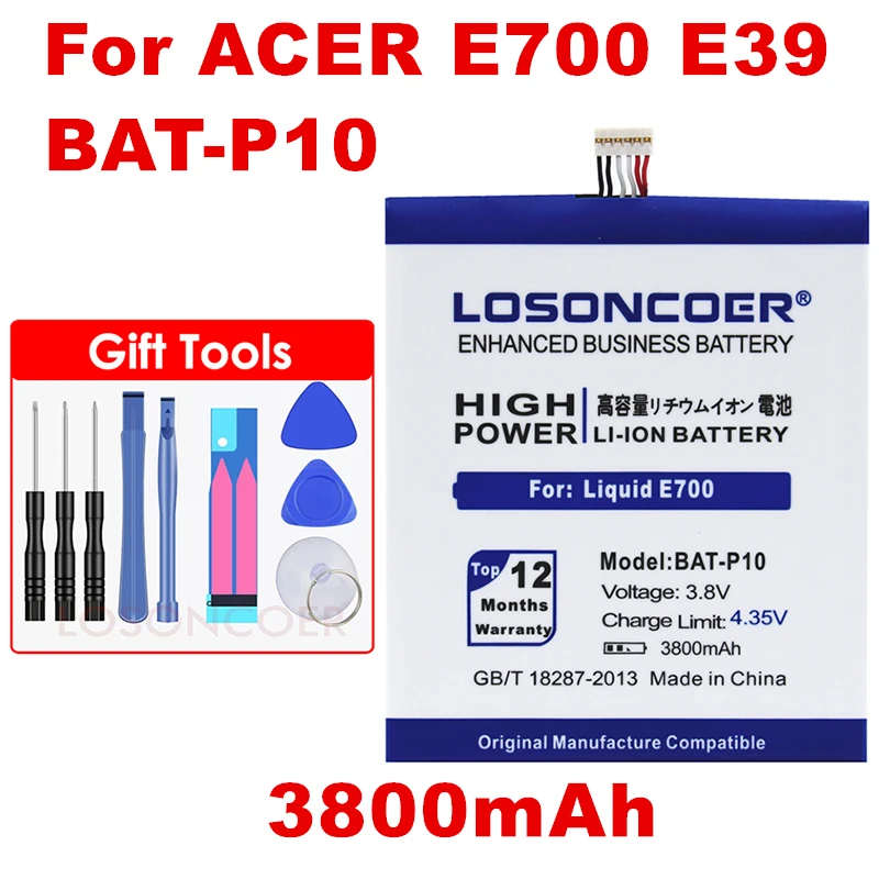 Аккумулятор LOSONCOER 3800 мАч для Acer Liquid E700 Triple E39 PGF506173HT BAT P10 аккумулятор + номер