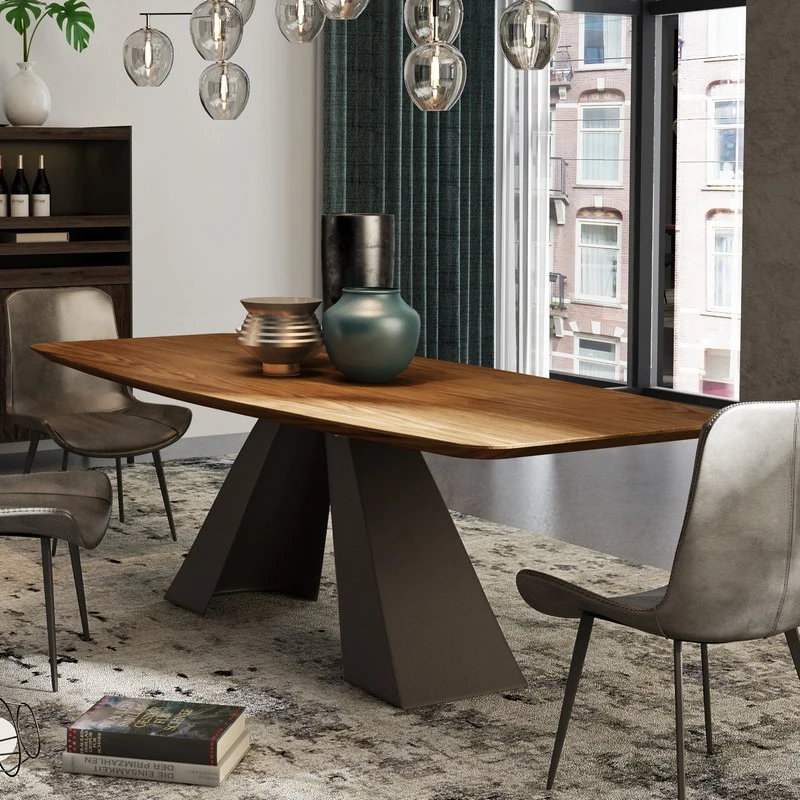 stainless steel Dining Room Set Home Furniture minimalist modern wooden dining table and 8 chairs mesa de jantar muebles comedor