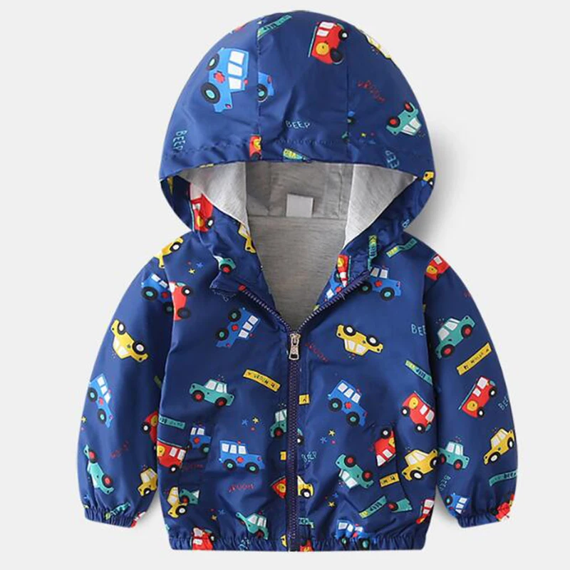 BINIDUCKLING/модная куртка для маленьких мальчиков на весну и осень, детская одежда, водонепроницаемая верхняя одежда с капюшоном и рисунком динозавра для мальчиков и девочек