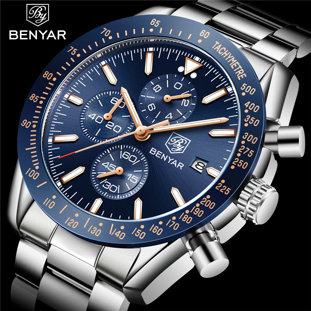 Relojes часы для мужчин BENYAR лучший бренд класса люкс Бизнес водонепроницаемые часы модные спортивные кварцевые часы для мужчин s часы Relogio Masculino