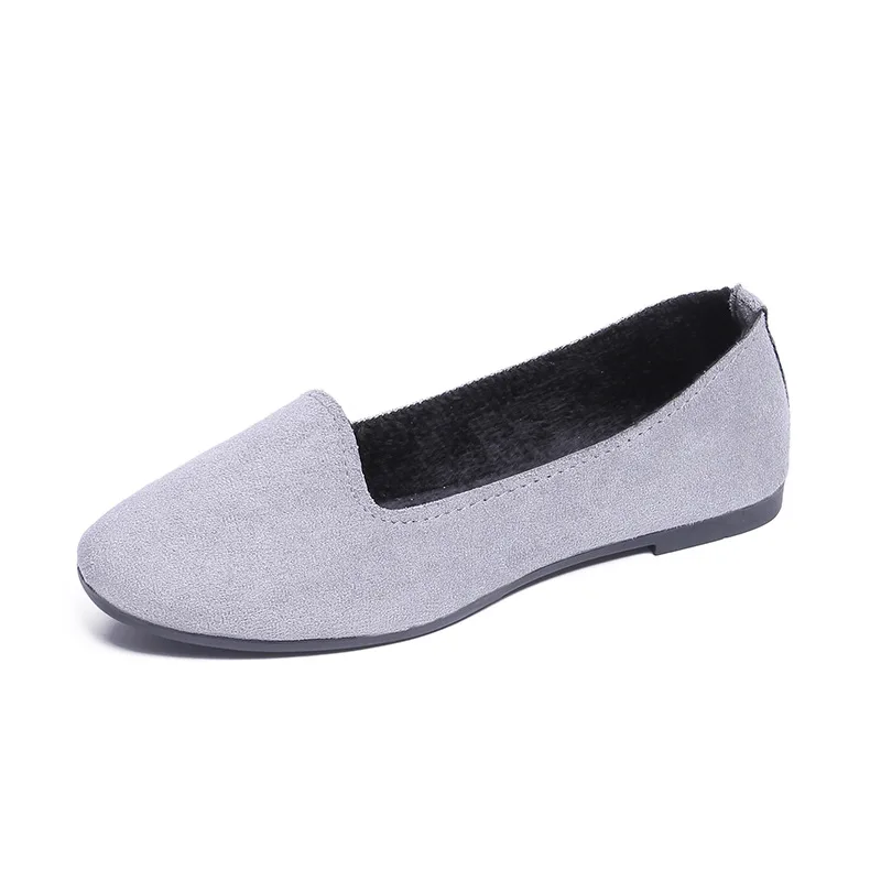 Plardin Fashion Flock Women's Flats For New Summer Slip-On Round Toe Casual Flat Shoes Basic ballet Shoes Woman Size Plus - Цвет: Серый