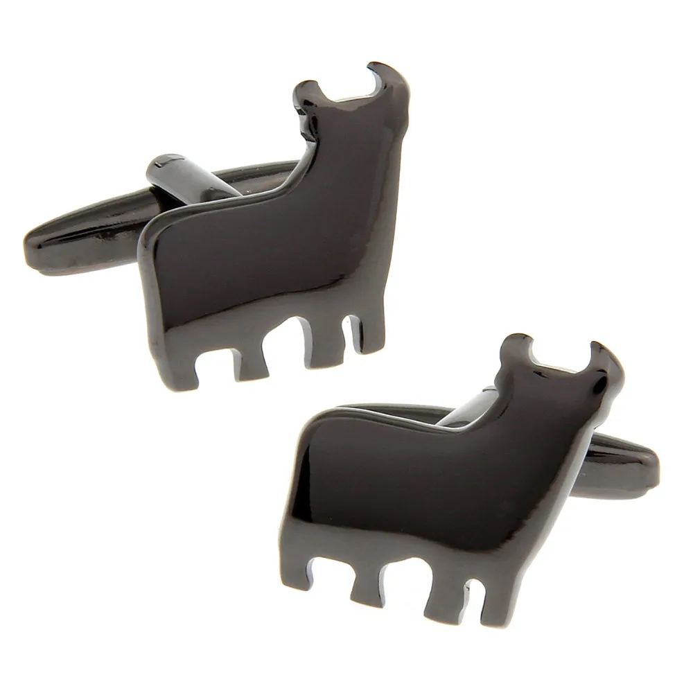RareThe корова плоские гладкие металлические черные запонки для мужских запонков