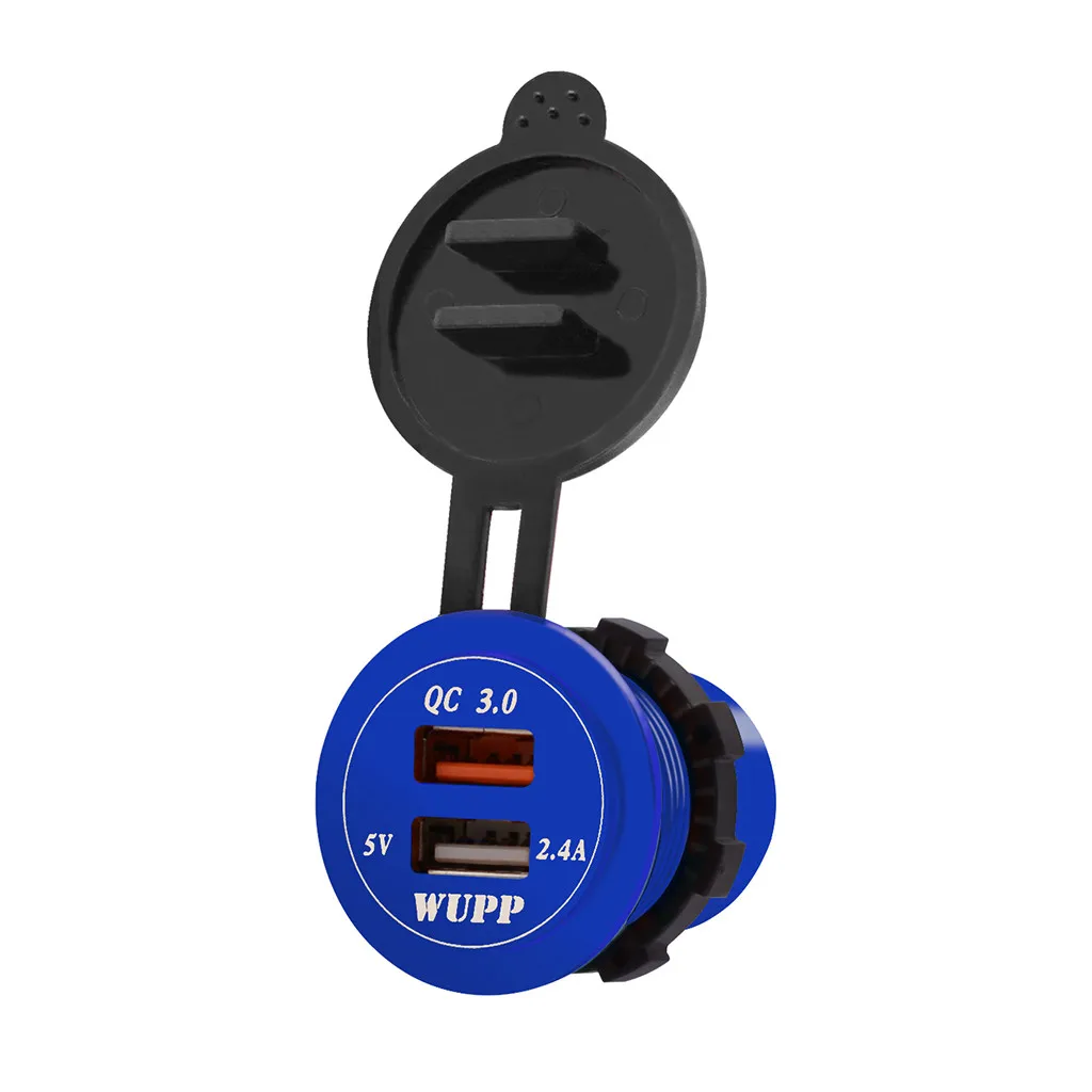 QC 3.0 Dual USB Charger Socket Voltmeter Quick Charge 3.0 Wire Waterproof for Car Motorcycle Mobile Phone Charger Fast QC#Y8
