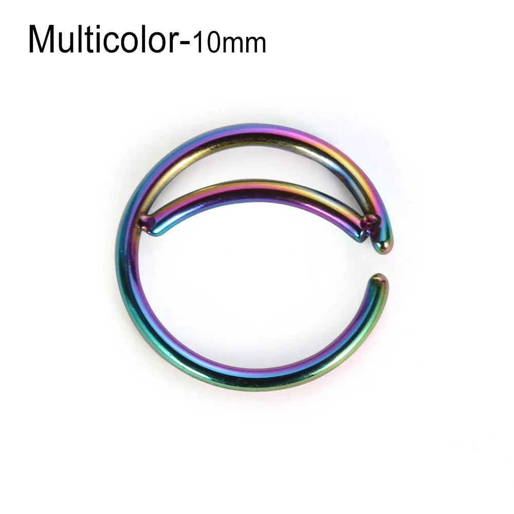 Multicolor 10mm 1 шт 8/10 мм модная нержавеющая сталь луна нос кольцо индийский Нос Кольца для пирсинга перегородки носа кольца для носа пирсинг малые ювелирные изделия аксессуары 5 цветов - Окраска металла: Multicolor 10mm