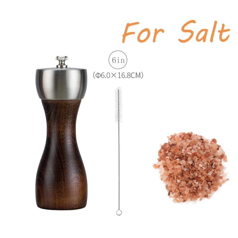 6 inches for salt TPUSNOK Премиум бук мельница для перца соль и перцемолки кухня морская соль черный перец помол специй инструменты TPA20 - Цвет: 6 inches for salt